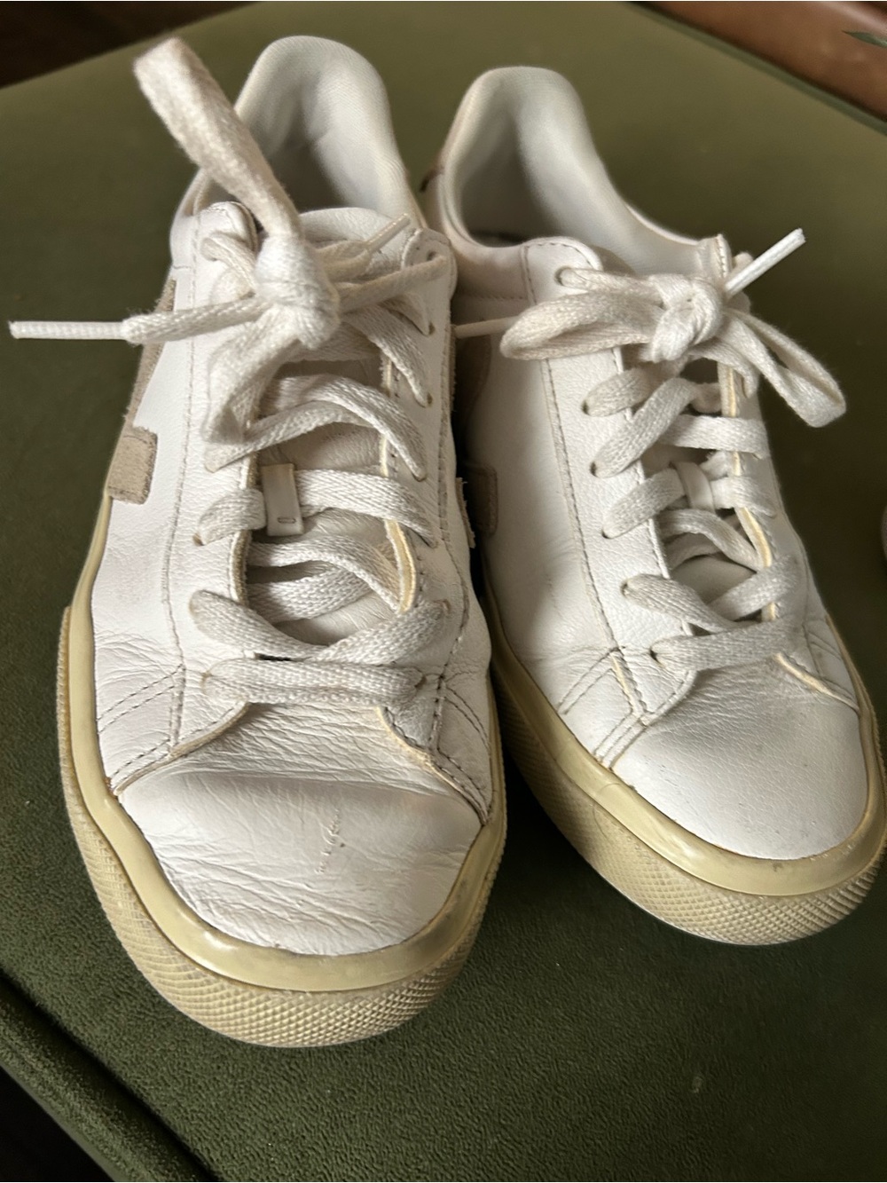 Veja Campo Almond Shoes Womens Size 6 White Leather Sneakers - Picture 3 of 10
